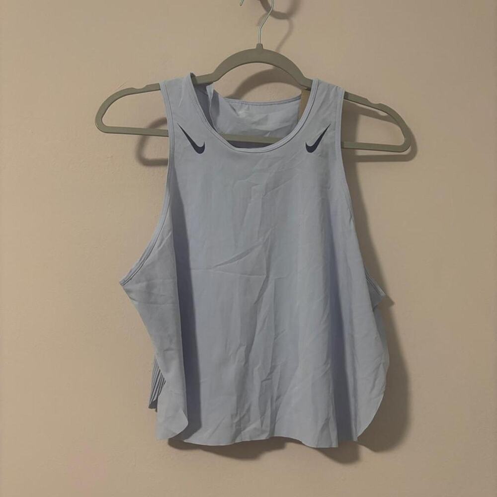 Nike aeroswift light blue singlet pleated back size L women